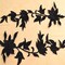 Black Lilly Flower Patches Set of 2 Iron On Embroidered Floral Appliques 12 x 4 Inch